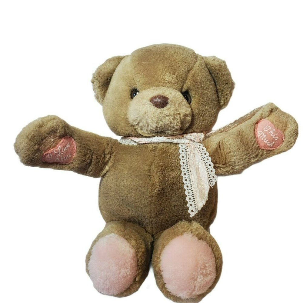 Vintage Berrie Russ Plush Teddy Bear I Love You This Much Cute